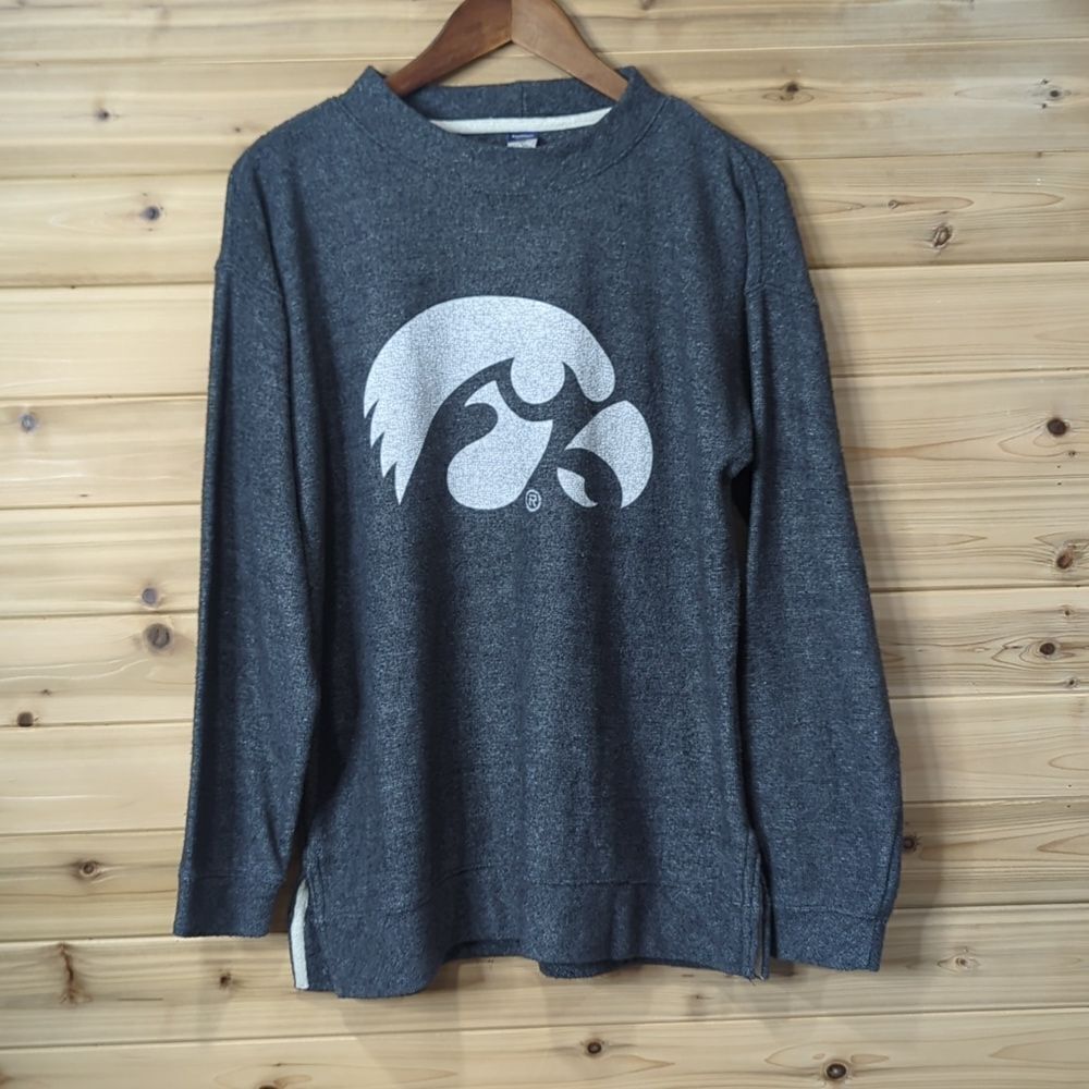 Iowa Hawkeyes Sweatshirt Womens Large Gray Pullover Mockneck Bottom‎ Drawers